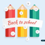 Back to school pencil with education icons Vector illustration N2