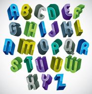 3d colorful letters futuristic alphabet made with round shapes