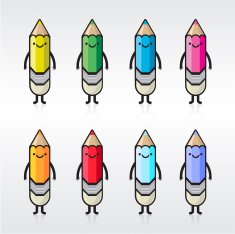 Group of colorful pencil icons