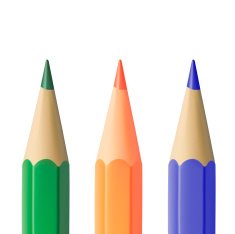 colored pencils closeup on white background