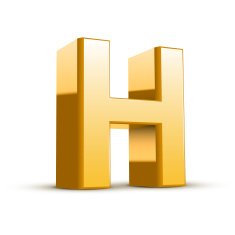 3d golden letter H N2