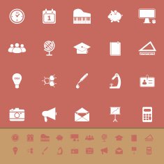 School color icons on brown background N2