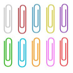 Colorful paper clips set Isolated White background