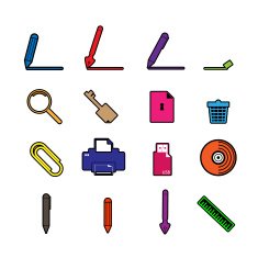 document icons set business information