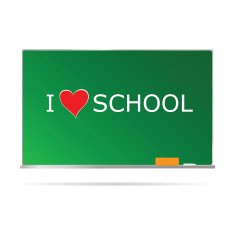 school table with message heart