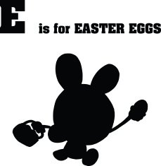 Silhouette Alphabet - E is for Easter Eggs With Text