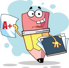 Smiling Pencil Holding A Folder With Background