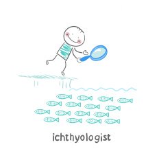 ichthyologist looks at the fish