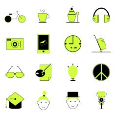Teenage icons of green and black color