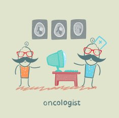 oncologist shows the x-ray images of patient