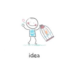 Idea caught in a cage illustration