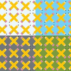 Seamless background set with crossed pencil symbol
