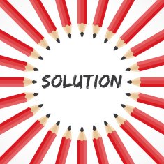 Solution word with pencil background stock vector