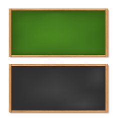 Blank black and green chalkboard with wooden frame