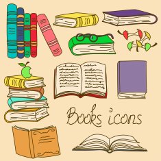 Set of isolated books icons