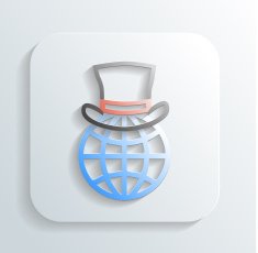 Gentleman's hat on a globe icon vector