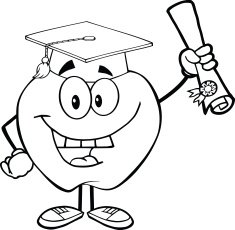 Black and White Apple Graduate Holding A Diploma