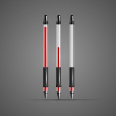 Set of vector transparent red gel pens