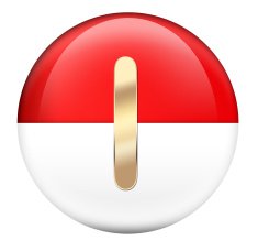 Button I in red glossy sphere