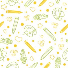 Seamless vector pattern with pencils and paint