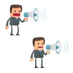 funny cartoon businessman with a megaphone