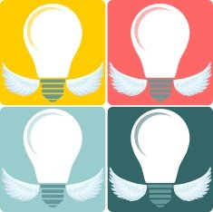 Icon Set light bulb lamp as emblem or logo vector
