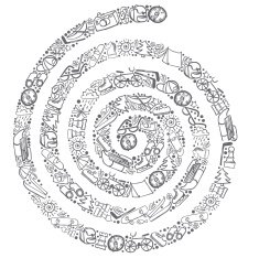 Vector line maze Nature and sport objects N2