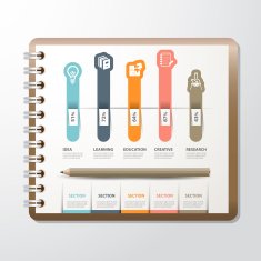 Infographic paper book with bookmark icon education concept N2