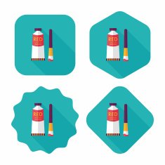 paint brush flat icon with long shadow eps 10 N15