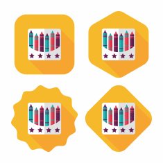 crayons flat icon with long shadow eps10 N71