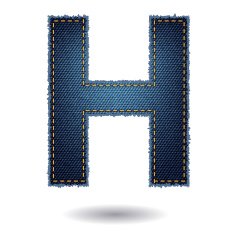 Jeans alphabet isolated on white background N8
