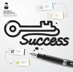 Vector Infographic Business Ink shaped key success on paper