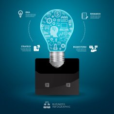 Business Concept success business bag Modern Design with bulb