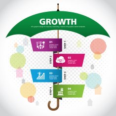 umbrella strategy template modern info graphic design N4