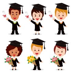 happy graduation with boys and girls