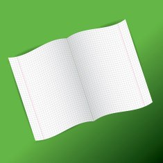 checkered notebook paper on green background vector