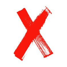 X - Red handwritten letter on white background N20