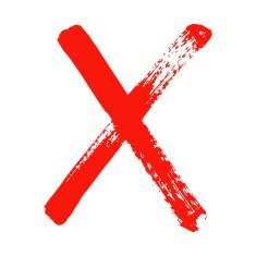 X - Red handwritten letter on white background N21