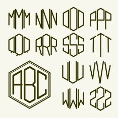 Set 1 template three letter to create a monogram