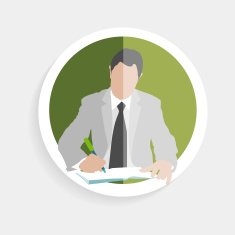Vector round icon silhouette successful man