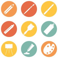 Vector Set of Art Painting and Drawing Icons N3