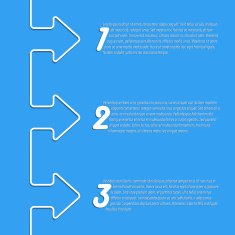 Simple infographic with white arrows and grades