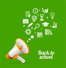 Vector Megaphone and icon Back to school concept