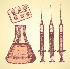 Sketch medical set in vintage style