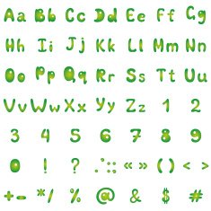 Alphabet and mathematical signs green