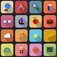 16 flat icons for school