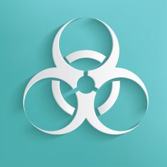Bio hazard symbol on blue background clean vector