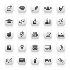 White Button Icons Set N13