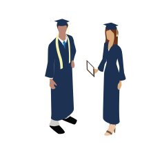 Graduating man and woman illustration