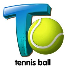 Letter T for tennis ball